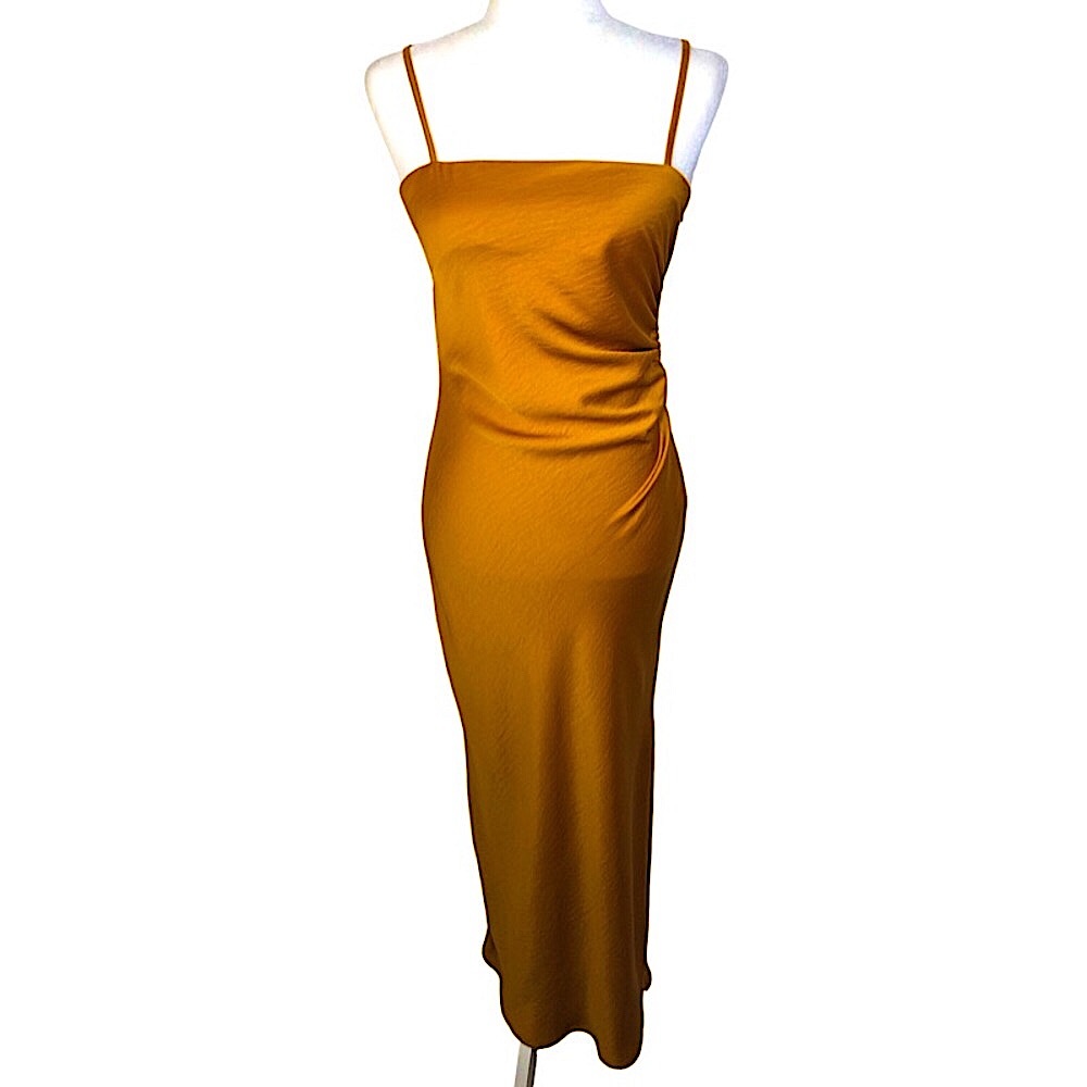 REVOLVE HOUSE OF HARLOW 1960 Midi Satin Slip Dress With Side Slit / Size: Small